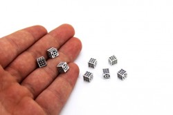 6x6 mm KÜP ZİRCON TAŞ BİLEKLİK ve KOLYE AKSESUARI, NİKEL - Thumbnail