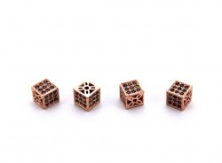 6x6 mm KÜP ZİRCON TAŞ BİLEKLİK ve KOLYE AKSESUARI, ROSE - Thumbnail