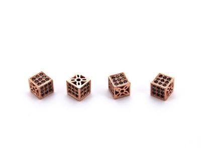 ERTÜRK - 6x6 mm KÜP ZİRCON TAŞ BİLEKLİK ve KOLYE AKSESUARI, ROSE