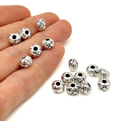 6x8 mm TESBİH ARA MALZEMESİ, ZAMAK DÖKÜM, BOYALI GÜMÜŞ KAPLAMA - 1