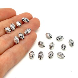 6x9 mm TESBİH ARA MALZEMESİ, ZAMAK DÖKÜM, BOYALI GÜMÜŞ KAPLAMA - ERTÜRK