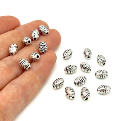 6x9 mm TESBİH ARA MALZEMESİ, ZAMAK DÖKÜM, BOYALI GÜMÜŞ KAPLAMA - 1