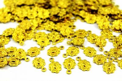 11x7 mm DESENLİ TEK DELİK PUL, HAM PİRİNÇ #855H - 2