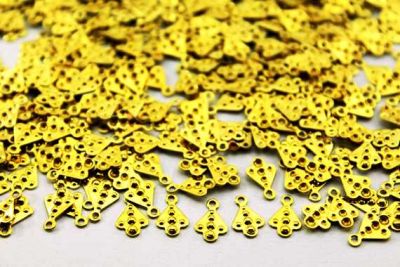 7x10 mm DESENLİ TEK DELİK PUL, HAM PİRİNÇ #860H - 2