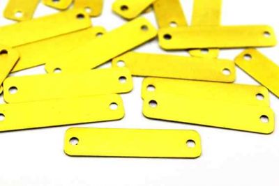 10x40 mm DİKDÖRTGEN İKİ DELİK PUL, HAM PİRİNÇ #715H-0.45-İKİ-DELİK - 2