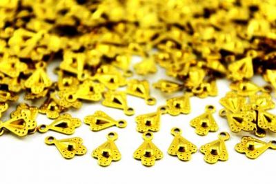 7x10 mm DESENLİ TEK DELİK PUL, HAM PİRİNÇ #837H - 2
