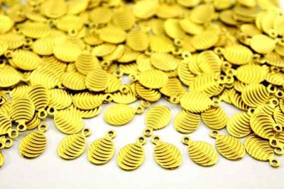 7x11 mm OVAL DESENLİ TEK DELİK PUL, HAM PİRİNÇ #727-2H - 2