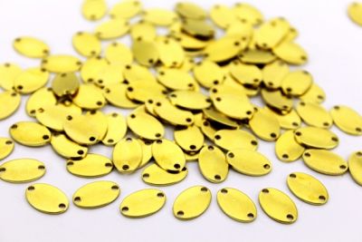 7x11 mm OVAL TEK DELİK KALIN PUL, HAM PİRİNÇ #687H-DÜZ-ÇİFT-DELİK-KALIN - 2