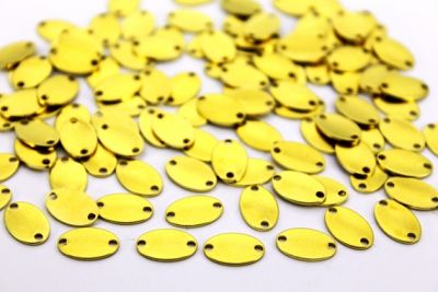 7x11 mm OVAL TEK DELİK KALIN PUL, HAM PİRİNÇ #687H-DÜZ-ÇİFT-DELİK-KALIN - 3