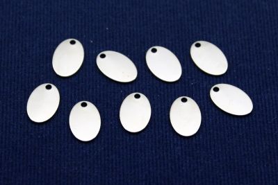 7x11 mm OVAL TEK DELİK PUL, NİKEL KAPLAMALI PİRİNÇ #1079N