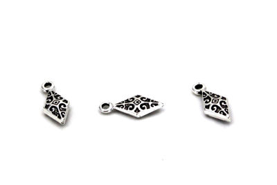 7x16 mm BAKLAVA DESENLİ SALLANTI ZAMAK DÖKÜM, BOYALI GÜMÜŞ RENK - 2