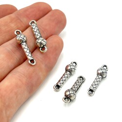 7x24 mm SALLANTI UÇ, ZAMAK DÖKÜM, BOYALI GÜMÜŞ KAPLAMA - ERTÜRK