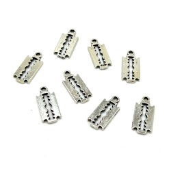 7x16 mm SALLANTI UÇ, JİLET DESENLİ, ZAMAK DÖKÜM, BOYALI GÜMÜŞ KAPLAMA - 2