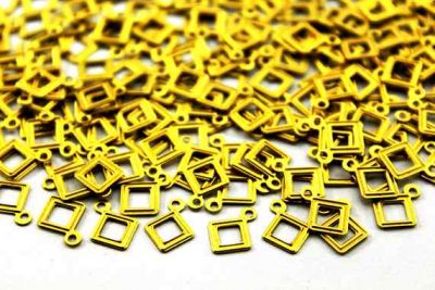 7x7 mm KARE DESENLİ TEK DELİK PUL, HAM PİRİNÇ #786H - 2