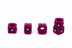 7x9 mm BORDO RENK NAZARLIK DESENLİ, POLYESTER BONCUK - Thumbnail