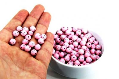 8 mm PEMBE RENK, PLASTİK TAŞLI BONCUK