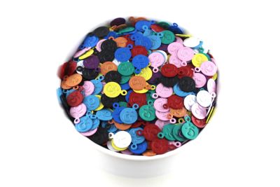 8 mm KULPLU TS LOGOSU, KARIŞIK RENKLİ PİRİNÇ #1122RENKLİ - 2