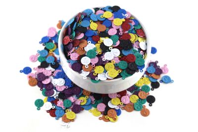 8 mm KULPLU TS LOGOSU, KARIŞIK RENKLİ PİRİNÇ #1122RENKLİ - 3