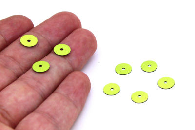 8 mm PLASTİK PUL PAYET, NAKIŞ PULU, DÖKME PUL, ORTADAN DELİK, AÇIK YEŞİL RENK - 3