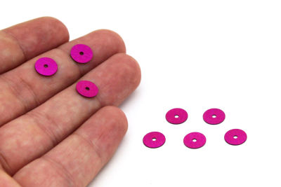 8 mm PLASTİK PUL PAYET, NAKIŞ PULU, DÖKME PUL, ORTADAN DELİK, FUŞYA RENK - 3