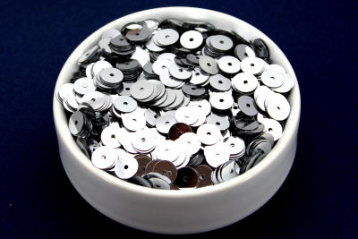 8 mm PLASTİK PUL PAYET, NAKIŞ PULU, DÖKME PUL, ORTADAN DELİK, GÜMÜŞ RENK - 2
