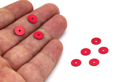 8 mm PLASTİK PUL PAYET, NAKIŞ PULU, DÖKME PUL, ORTADAN DELİK, KIRMIZI RENK - 3