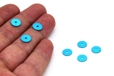 8 mm PLASTİK PUL PAYET, NAKIŞ PULU, DÖKME PUL, ORTADAN DELİK, TURKUAZ RENK - 3