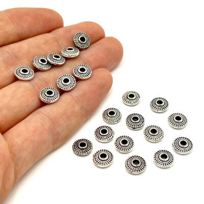 8 mm TESBİH ARA MALZEMESİ, ZAMAK DÖKÜM, BOYALI GÜMÜŞ KAPLAMA - 1