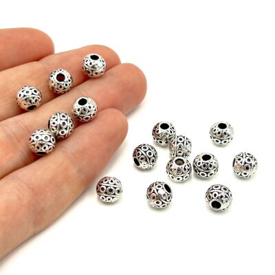 8 mm TESBİH ARA MALZEMESİ, ZAMAK DÖKÜM, BOYALI GÜMÜŞ KAPLAMA - 2