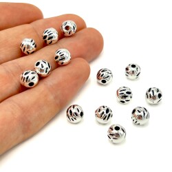 8 mm TESBİH ARA MALZEMESİ, ZAMAK DÖKÜM, BOYALI GÜMÜŞ KAPLAMA - 2