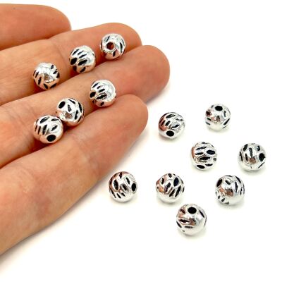 8 mm TESBİH ARA MALZEMESİ, ZAMAK DÖKÜM, BOYALI GÜMÜŞ KAPLAMA - 2