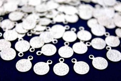 8 mm TUĞRA DESENLİ YUVARLAK TEK DELİK PUL, NİKEL KAPLAMA PİRİNÇ #912N - 2