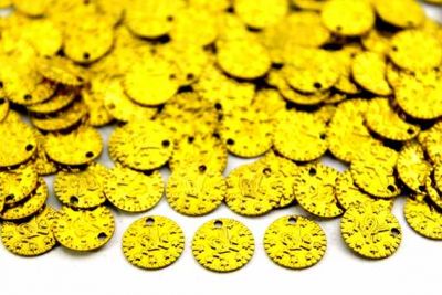 8 mm TUĞRA DESENLİ YUVARLAK TEK DELİK PUL, HAM PİRİNÇ #912H-KULPSUZ - 2