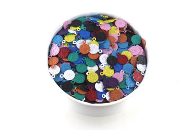 8 mm TUĞRA DESENLİ YUVARLAK TEK DELİK PUL, KARIŞIK RENKLİ PİRİNÇ #912RENKLİ - 2