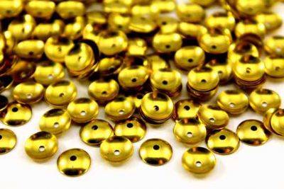 8 mm YUVARLAK ORTASI DELİK BOMBELİ PUL, HAM PİRİNÇ #101H - 2