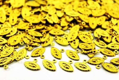 8x10 mm GÖZ DESENLİ TEK DELİK PUL, HAM PİRİNÇ #931H - 2