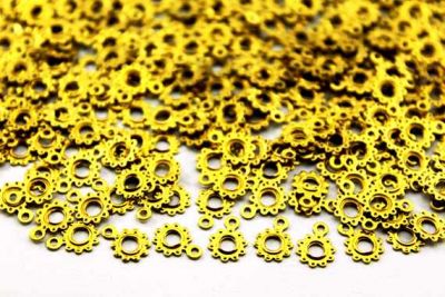 9x7 mm YUVARLAK DESENLİ TEK DELİK PUL, HAM PİRİNÇ #928H - 2