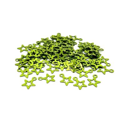 8x10 mm YILDIZ MODEL PLASTİK PUL PAYET, OYA PULU, NAKIŞ PULU, DÖKME PUL, AÇIK YEŞİL RENK - 1