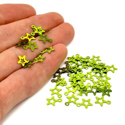 8x10 mm YILDIZ MODEL PLASTİK PUL PAYET, OYA PULU, NAKIŞ PULU, DÖKME PUL, AÇIK YEŞİL RENK - 2