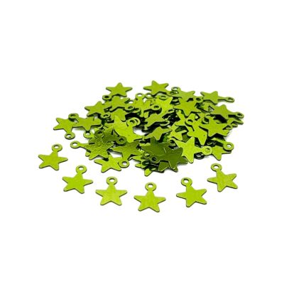 8x10 mm YILDIZ MODEL PLASTİK PUL PAYET, OYA PULU, NAKIŞ PULU, DÖKME PUL, AÇIK YEŞİL RENK - 1