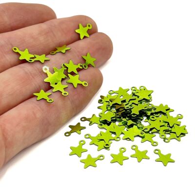 8x10 mm YILDIZ MODEL PLASTİK PUL PAYET, OYA PULU, NAKIŞ PULU, DÖKME PUL, AÇIK YEŞİL RENK - 2