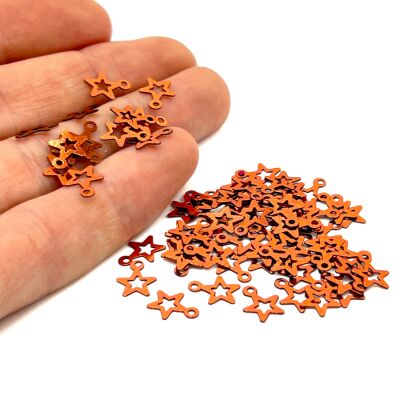 8x10 mm YILDIZ MODEL PLASTİK PUL PAYET, OYA PULU, NAKIŞ PULU, DÖKME PUL, BAKIR RENK - 2