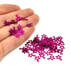 8x10 mm YILDIZ MODEL PLASTİK PUL PAYET, OYA PULU, NAKIŞ PULU, DÖKME PUL, FUŞYA RENK - ERTÜRK