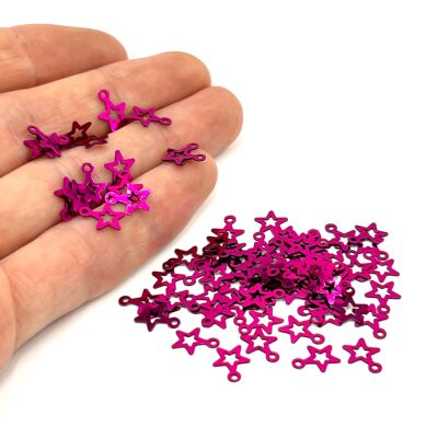 8x10 mm YILDIZ MODEL PLASTİK PUL PAYET, OYA PULU, NAKIŞ PULU, DÖKME PUL, FUŞYA RENK - 1