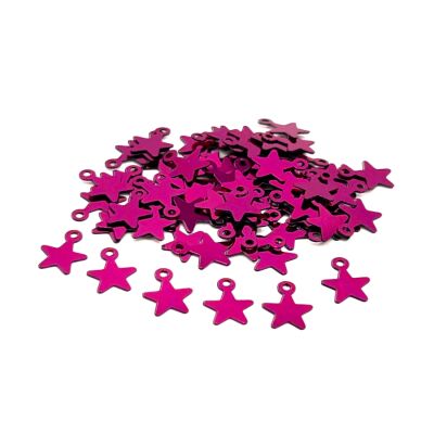 8x10 mm YILDIZ MODEL PLASTİK PUL PAYET, OYA PULU, NAKIŞ PULU, DÖKME PUL, FUŞYA RENK - 1