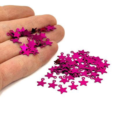 8x10 mm YILDIZ MODEL PLASTİK PUL PAYET, OYA PULU, NAKIŞ PULU, DÖKME PUL, FUŞYA RENK - 2