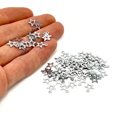 8x10 mm YILDIZ MODEL PLASTİK PUL PAYET, OYA PULU, NAKIŞ PULU, DÖKME PUL, GÜMÜŞ RENK - 1