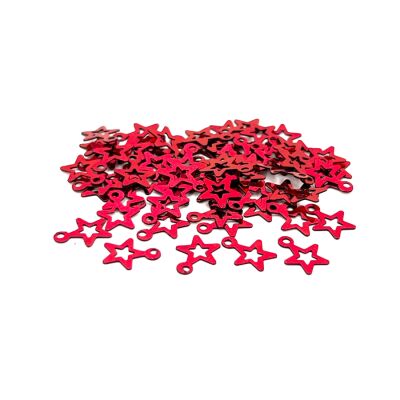 8x10 mm YILDIZ MODEL PLASTİK PUL PAYET, OYA PULU, NAKIŞ PULU, DÖKME PUL, KIRMIZI RENK - 1