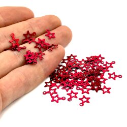 8x10 mm YILDIZ MODEL PLASTİK PUL PAYET, OYA PULU, NAKIŞ PULU, DÖKME PUL, KIRMIZI RENK - 2