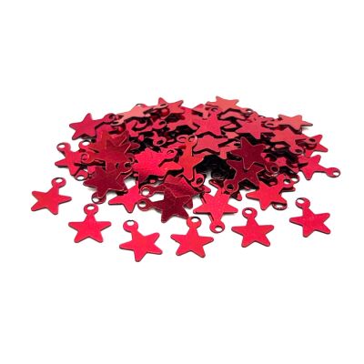 8x10 mm YILDIZ MODEL PLASTİK PUL PAYET, OYA PULU, NAKIŞ PULU, DÖKME PUL, KIRMIZI RENK - 1